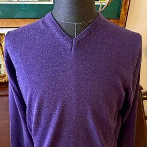 Stenströms of Sweden, Purple 100% Merino Wool, V-Neck, Sweater, Large, Excellent
